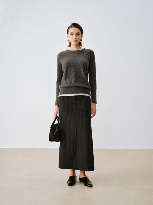Plain-Knit Crewneck Cashmere Sweater