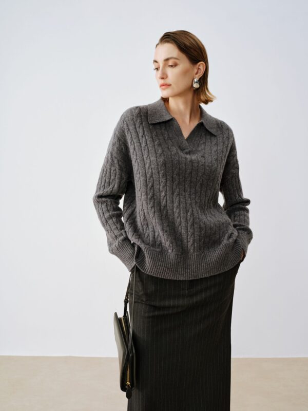 Cable-Knit Merino Wool Polo