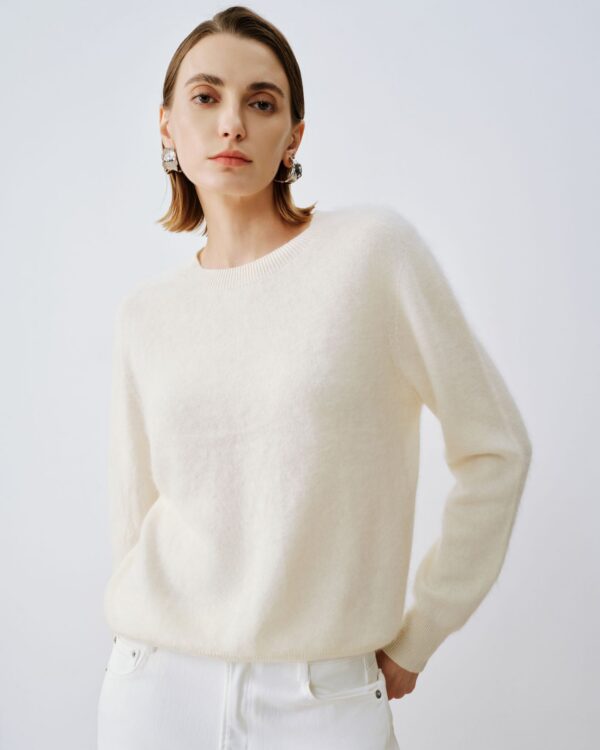 H-Line Cashmere-Wool Crewneck Sweater — Green