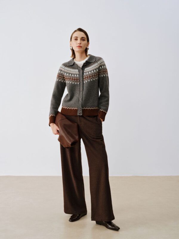 Jacquard Contrast-Collar Wool Sweater