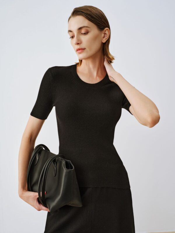 Cashmere-Silk Ribbed U-Neck Sweater