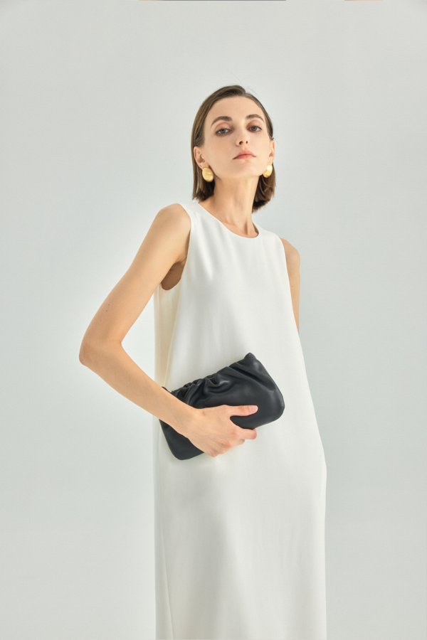 Acetate Blend Sleeveless Column Midi Dress