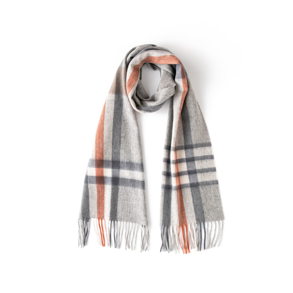 Check & Color-Block Cashmere Scarf - 70.87 x 11.81 in