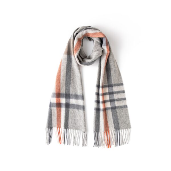 Check & Color-Block Cashmere Scarf - 70.87 x 11.81 in