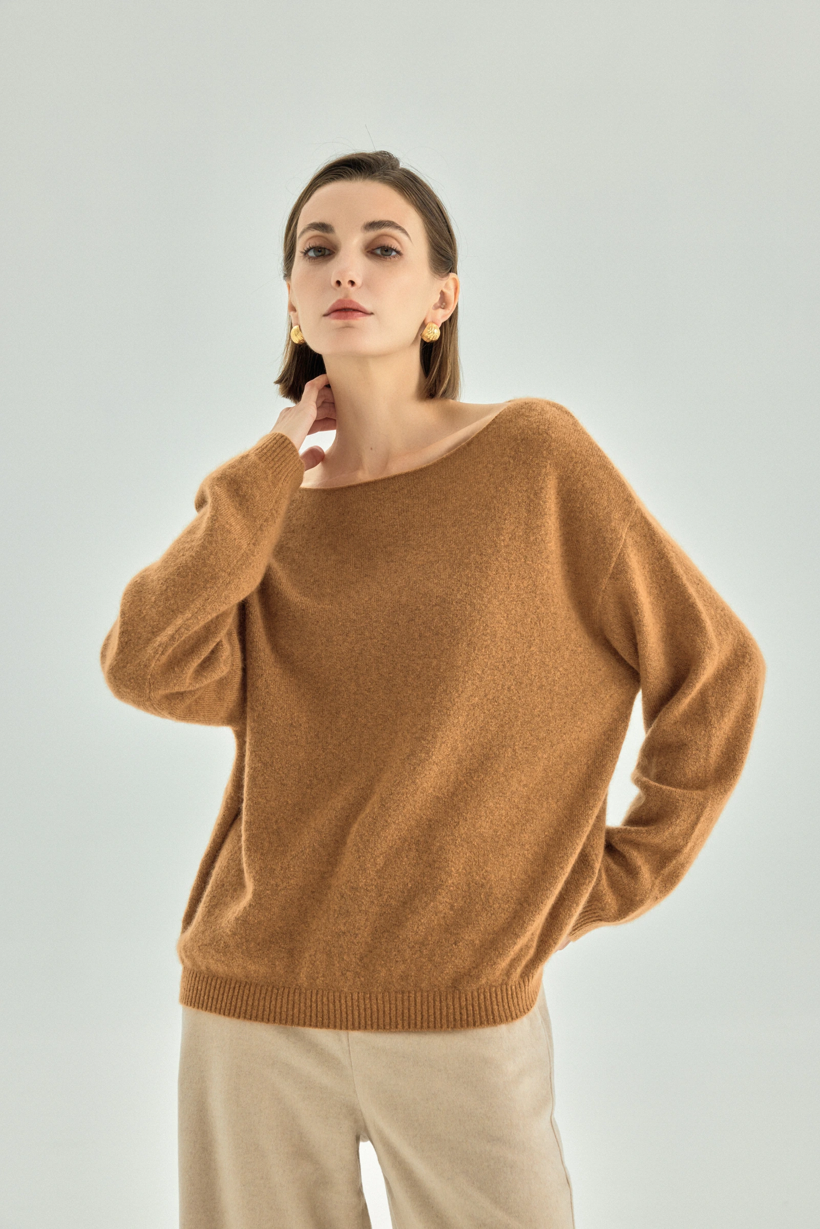 Cashmere Silk Boat-Neck Sweater