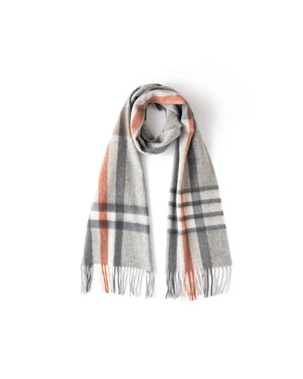 Check & Color-Block Cashmere Scarf - 70.87 x 11.81 in