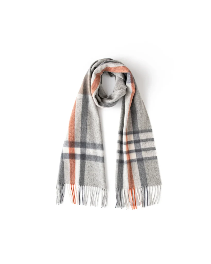 Check & Color-Block Cashmere Scarf - 70.87 x 11.81 in