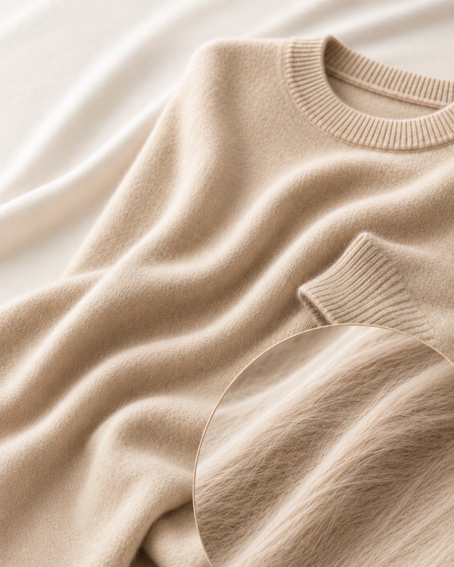 Dense knit cashmere fabric texture