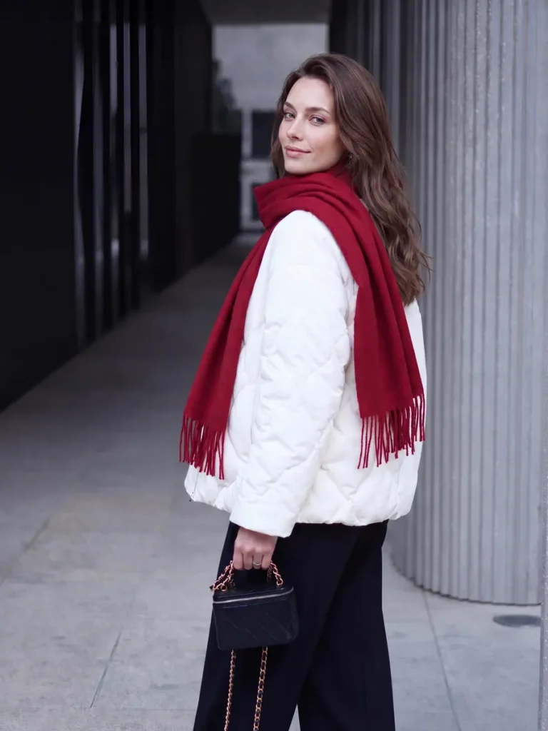 Cashmere scarf styling inspiration, look 06