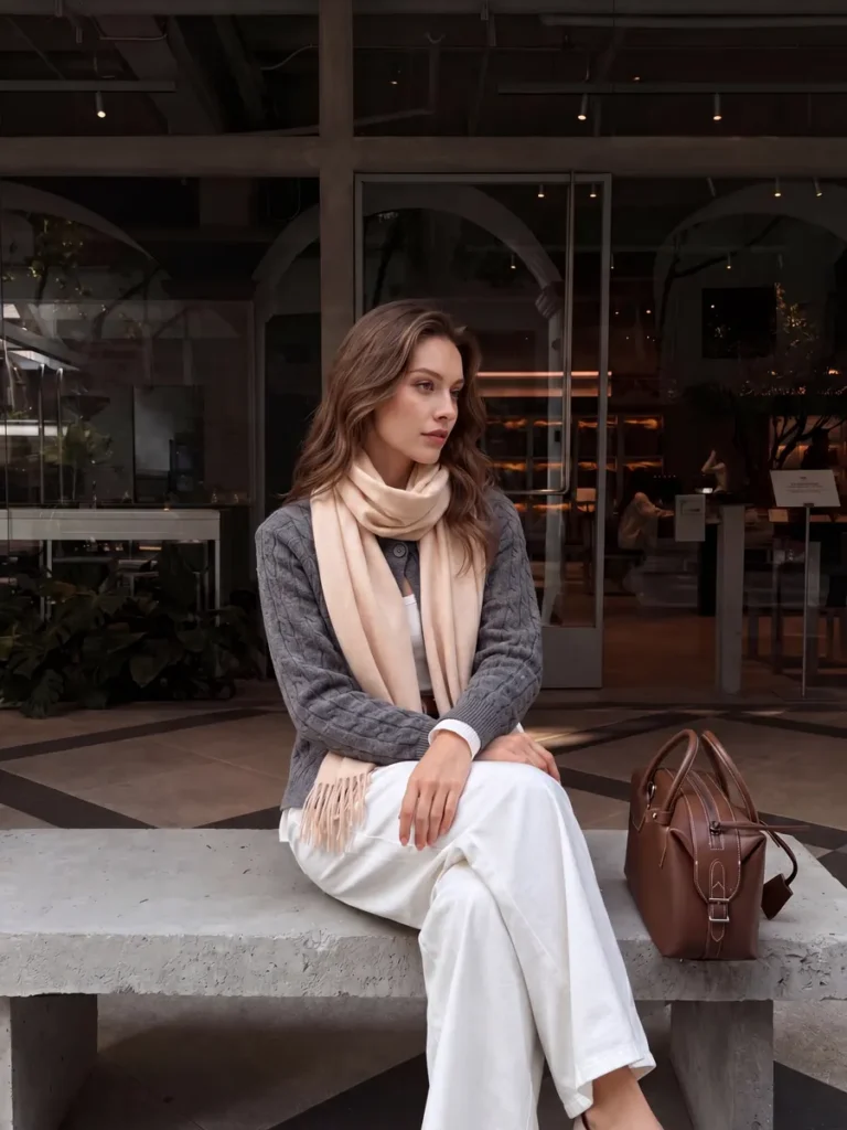 Cashmere scarf styling inspiration, look 13