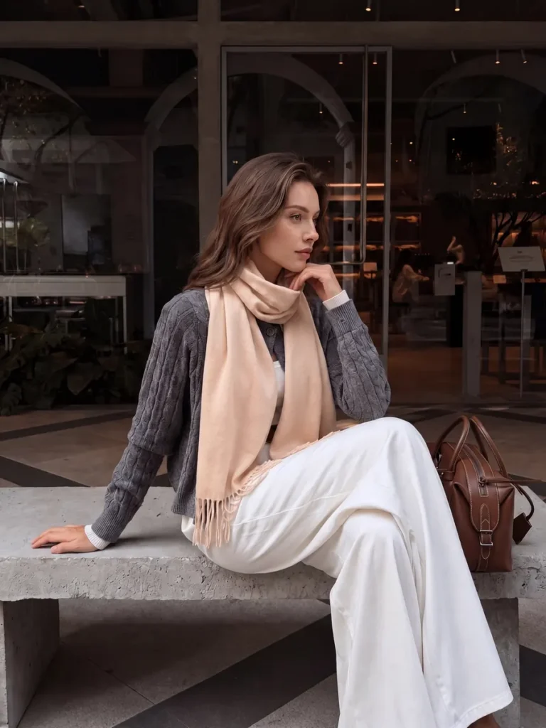 Cashmere scarf styling inspiration, look 14