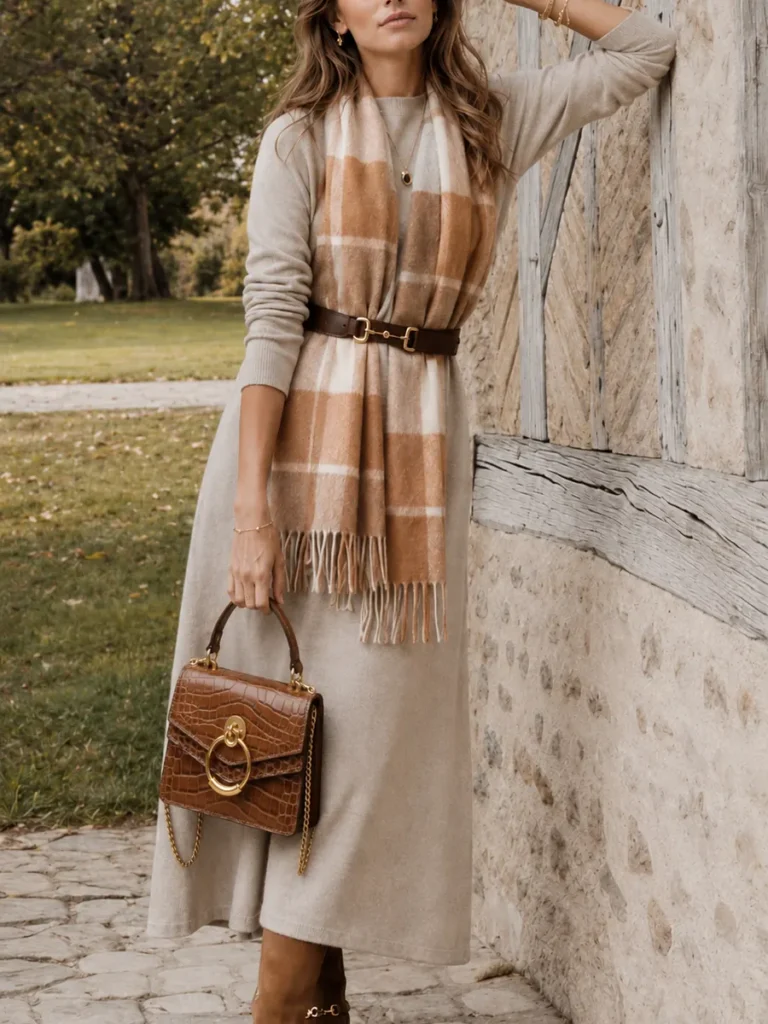 Cashmere scarf styling inspiration, look 21