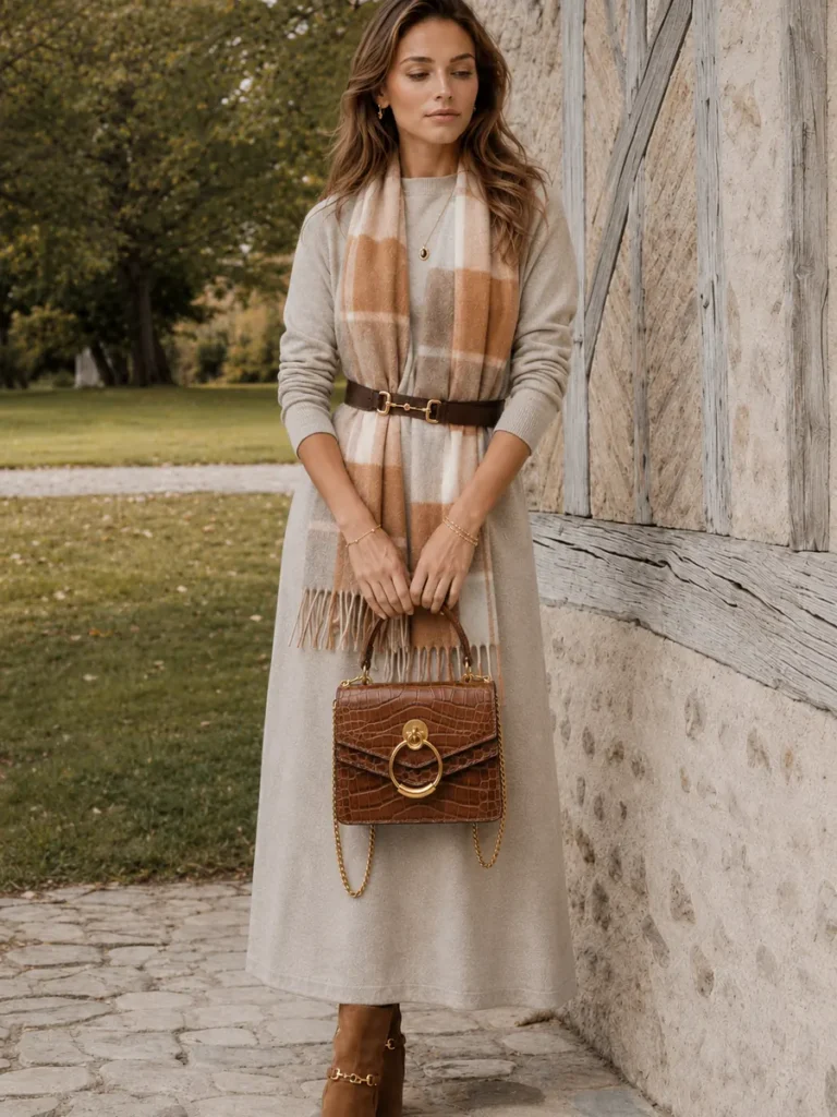 Cashmere scarf styling inspiration, look 22