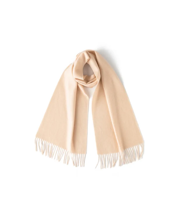 100% Mongolian Cashmere Scarf -  70.87 x 11.81 in — Apricot Beige