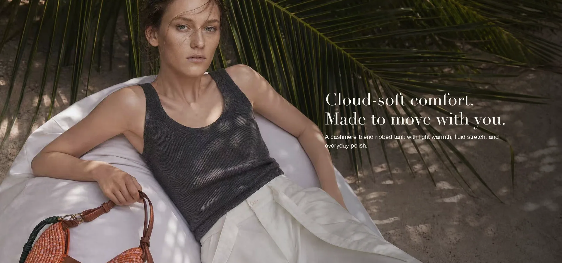 Cashmere-blend ribbed tank styled for everyday comfort