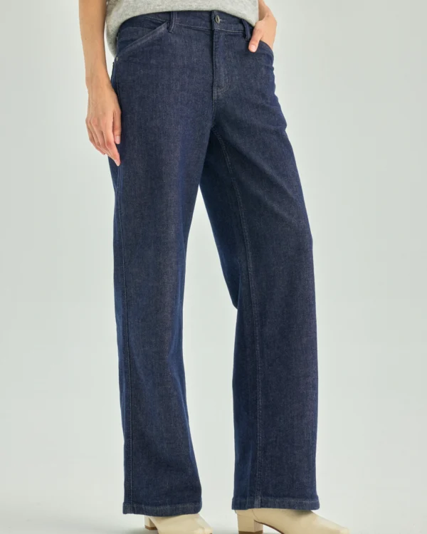 Stretch Cotton Straight-Leg Jeans — Indigo