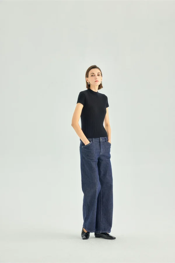 Wool Cashmere Pearl-Fiber Cable-Knit Top