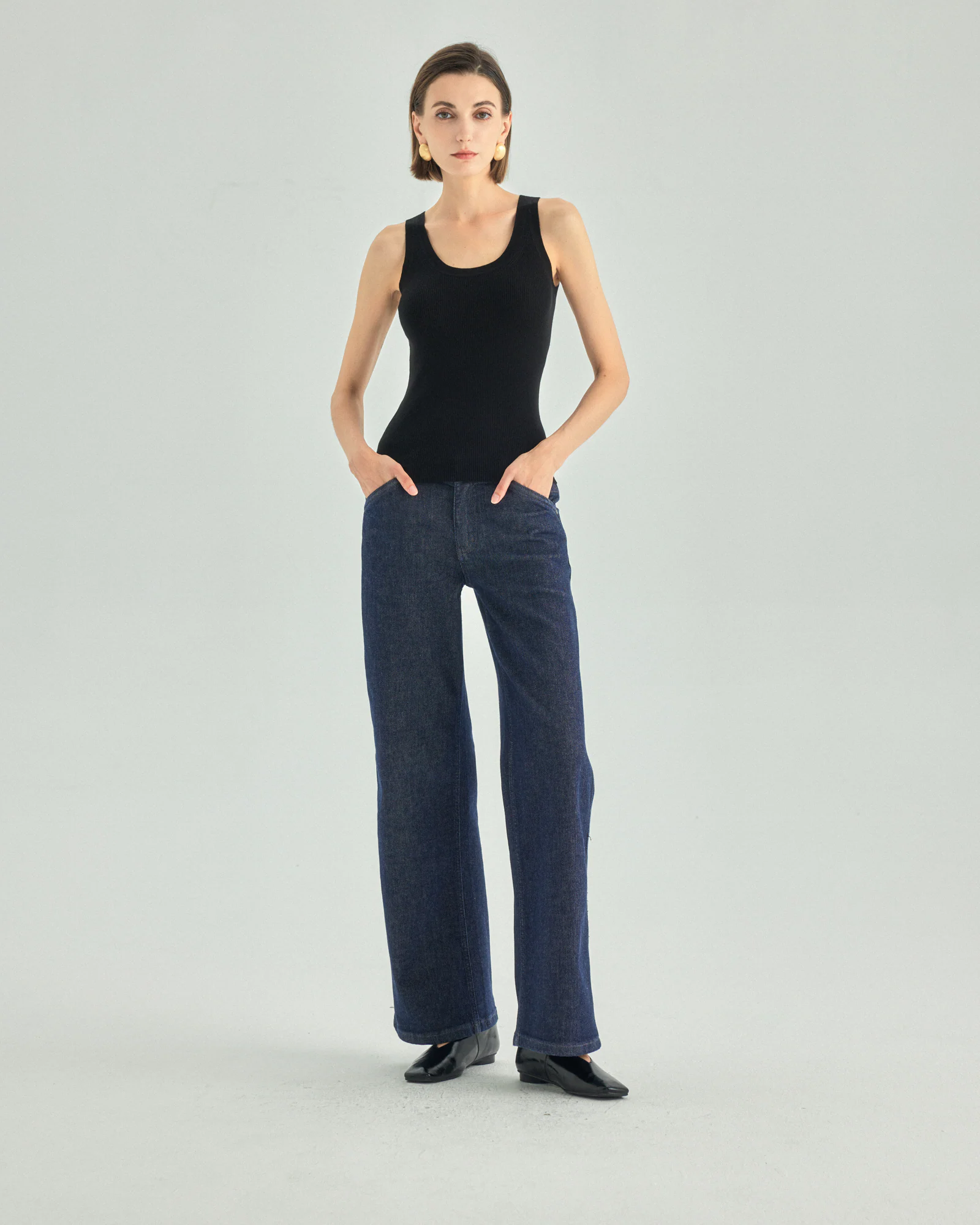 A+ Collection Cashmere Triacetate Ribbed Tank Top – black – image 1