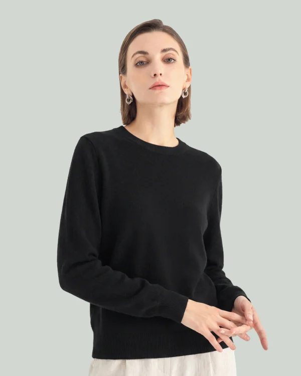 Pure Cashmere Crewneck Sweater — black