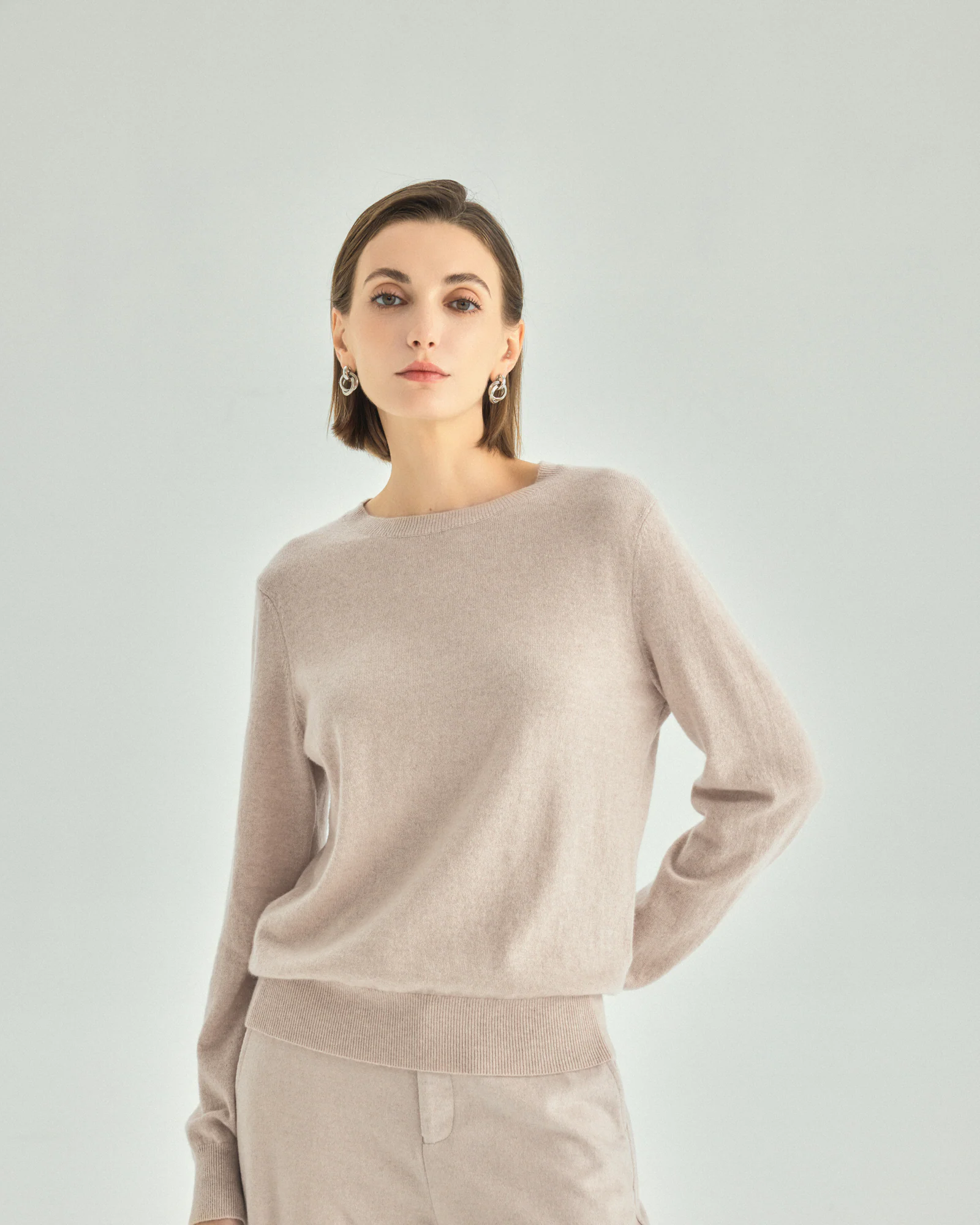 Pure Cashmere Crewneck Sweater – Oatmeal – image 1